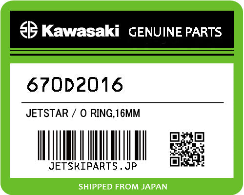 Kawasaki O RING,16MM Brand New #670D2016