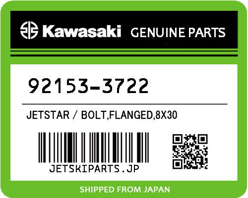 Kawasaki BOLT,FLANGED,8X30 Brand New #92153-3722