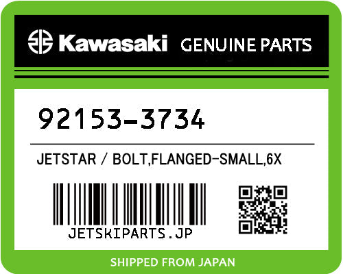 Kawasaki BOLT,FLANGED-SMALL,6X Brand New #92153-3734