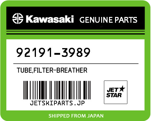 Kawasaki TUBE,FILTER-BREATHER Brand New #92191-3989