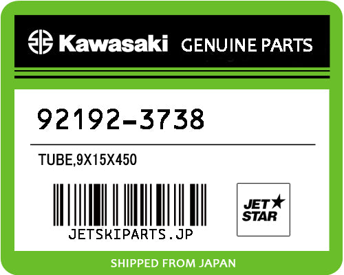 Kawasaki TUBE,9X15X450 Brand New #92192-3738