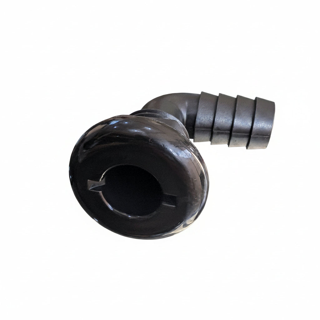 Black Bilge nozzle, 90degree 19mm hose