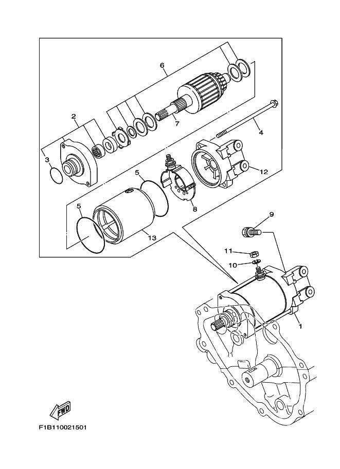 YAMAHA STARTING MOTOR ASSY Used #60E-81800-00 [Y6189-40]